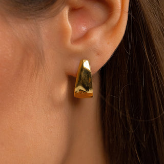 Sculptural Tapered Gold Hoop Earrings - Modern Minimalist Jewelry