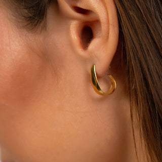 Sculptural Tapered Gold Hoop Earrings - Modern Minimalist Jewelry