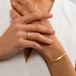 Gold Cuff Bracelet with Wave Diamond Accents - Elegant Stacking Jewelry