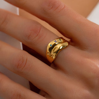 Organic Wave Birthstone Ring - Custom Family Jewelry