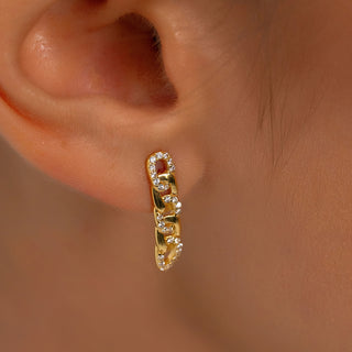 Gold Chain Link Stud Earrings