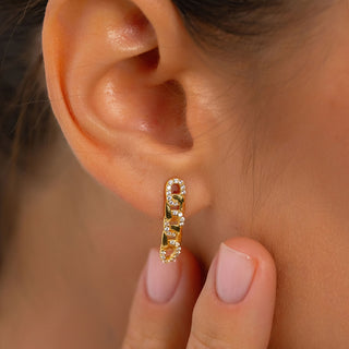Gold Chain Link Stud Earrings