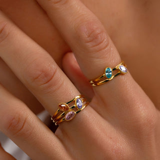 Custom Birthstone Family Ring Gold