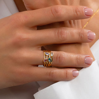 Custom Birthstone Family Ring Gold