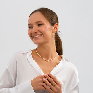 Dainty Gold and Pearl Bead Necklace