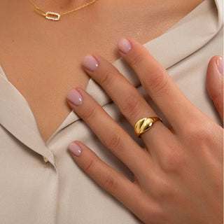 Sculptural Gold Dome Ring - Modern Statement Ring