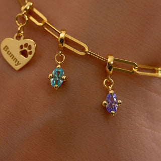 Personalized Charm Bracelet - Custom Engraved & Birthstone Charms