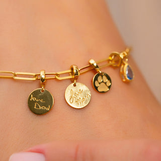 Personalized Charm Bracelet - Custom Engraved & Birthstone Charms