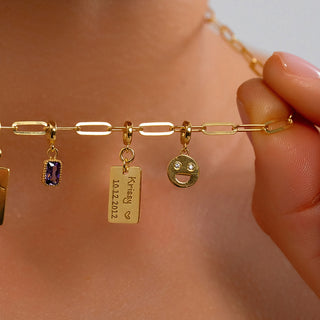Personalized Charm Bracelet - Custom Engraved & Birthstone Charms
