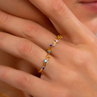 Nature İnspired Birthstone Ring - Gold Personalized Jewelry