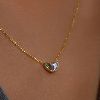 Couples Birthstone Heart Necklace