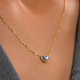 Couples Birthstone Heart Necklace