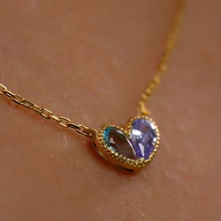 Couples Birthstone Heart Necklace