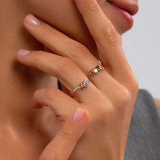 Pear Cut Birthstone Ring Family Jewelry