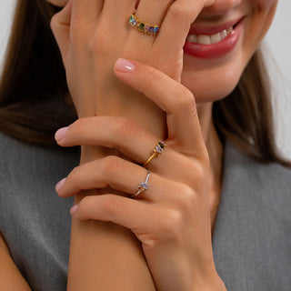 Pear Cut Birthstone Ring Family Jewelry