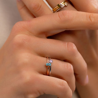 Birthstone Stacking Ring - Custom Gold, Silver, Rose Gold