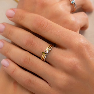 Birthstone Stacking Ring - Custom Gold, Silver, Rose Gold