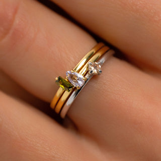 Birthstone Stacking Ring - Custom Gold, Silver, Rose Gold