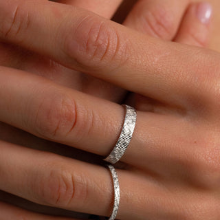 Textured Silver Band Ring - Minimal Wedding Band