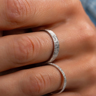 Textured Silver Band Ring - Minimal Wedding Band