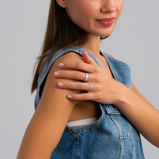Textured Silver Band Ring - Minimal Wedding Band