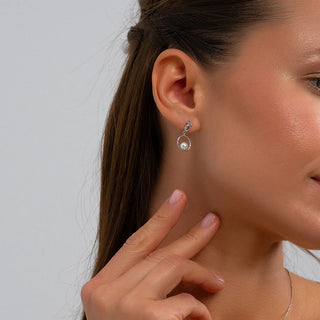 Saturn Peal Earrings - Silver Celestial Drop Jewelry