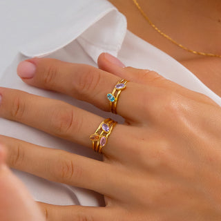 Custom Birthstone Family Ring Gold