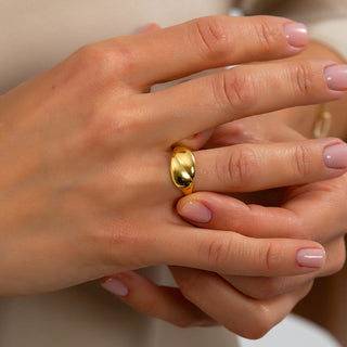 Sculptural Gold Dome Ring - Modern Statement Ring