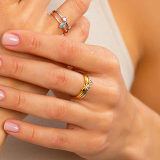 Birthstone Stacking Ring - Custom Gold, Silver, Rose Gold