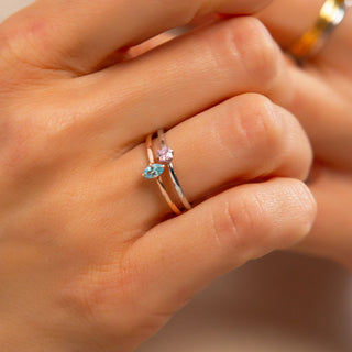 Birthstone Stacking Ring - Custom Gold, Silver, Rose Gold
