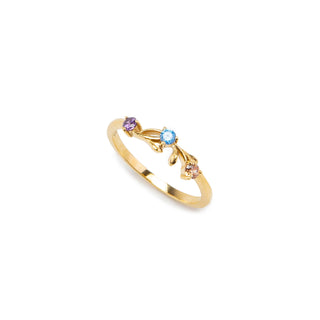 Nature İnspired Birthstone Ring - Gold Personalized Jewelry