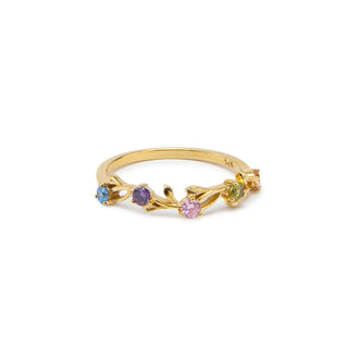 Nature İnspired Birthstone Ring - Gold Personalized Jewelry
