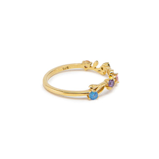 Nature İnspired Birthstone Ring - Gold Personalized Jewelry
