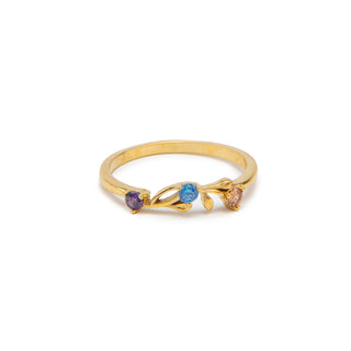 Nature İnspired Birthstone Ring - Gold Personalized Jewelry
