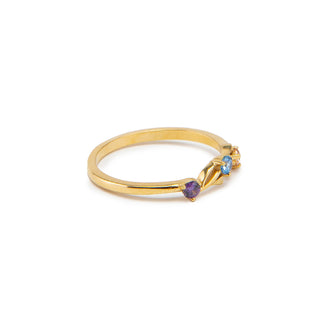 Nature İnspired Birthstone Ring - Gold Personalized Jewelry