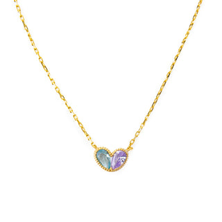 Couples Birthstone Heart Necklace