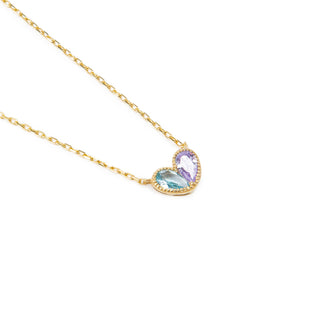 Couples Birthstone Heart Necklace