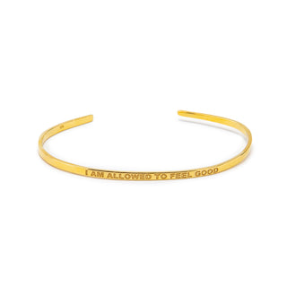 Inspirational Gold Cuff Bracelet - Stacking Affirmation Jewelry