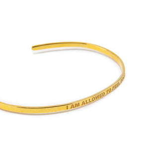 Inspirational Gold Cuff Bracelet - Stacking Affirmation Jewelry