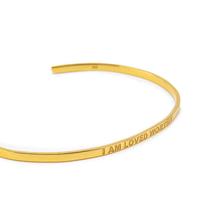 Inspirational Gold Cuff Bracelet - Stacking Affirmation Jewelry