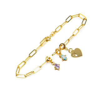 Personalized Charm Bracelet - Custom Engraved & Birthstone Charms