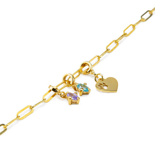 Personalized Charm Bracelet - Custom Engraved & Birthstone Charms