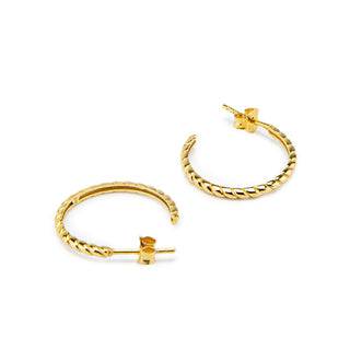 Twisted Rope Hoop Earrings Gold, Silver or Rose Gold