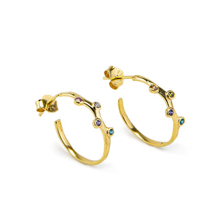 Gold Birthstone Half Hoop Earrings - Custom Family Birthstones