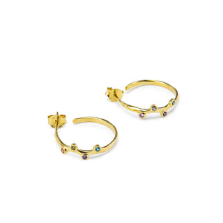 Gold Birthstone Half Hoop Earrings - Custom Family Birthstones