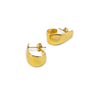 Sculptural Tapered Gold Hoop Earrings - Modern Minimalist Jewelry