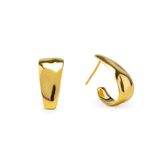 Sculptural Tapered Gold Hoop Earrings - Modern Minimalist Jewelry