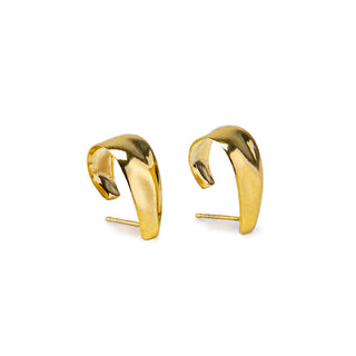 Sculptural Tapered Gold Hoop Earrings - Modern Minimalist Jewelry