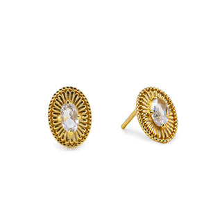 Vintage Inspired Gold Oval Stud Earrings