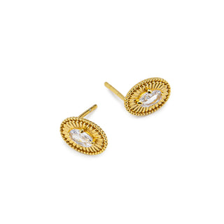 Vintage Inspired Gold Oval Stud Earrings